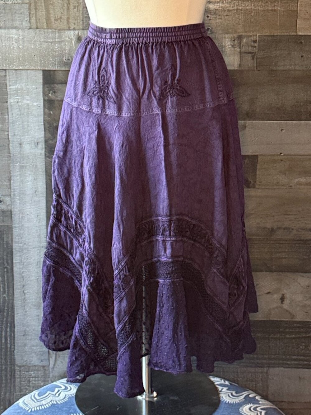Purple floral maxi skirt large coastal cowgirl western desert festival boho - Picture 4 of 10